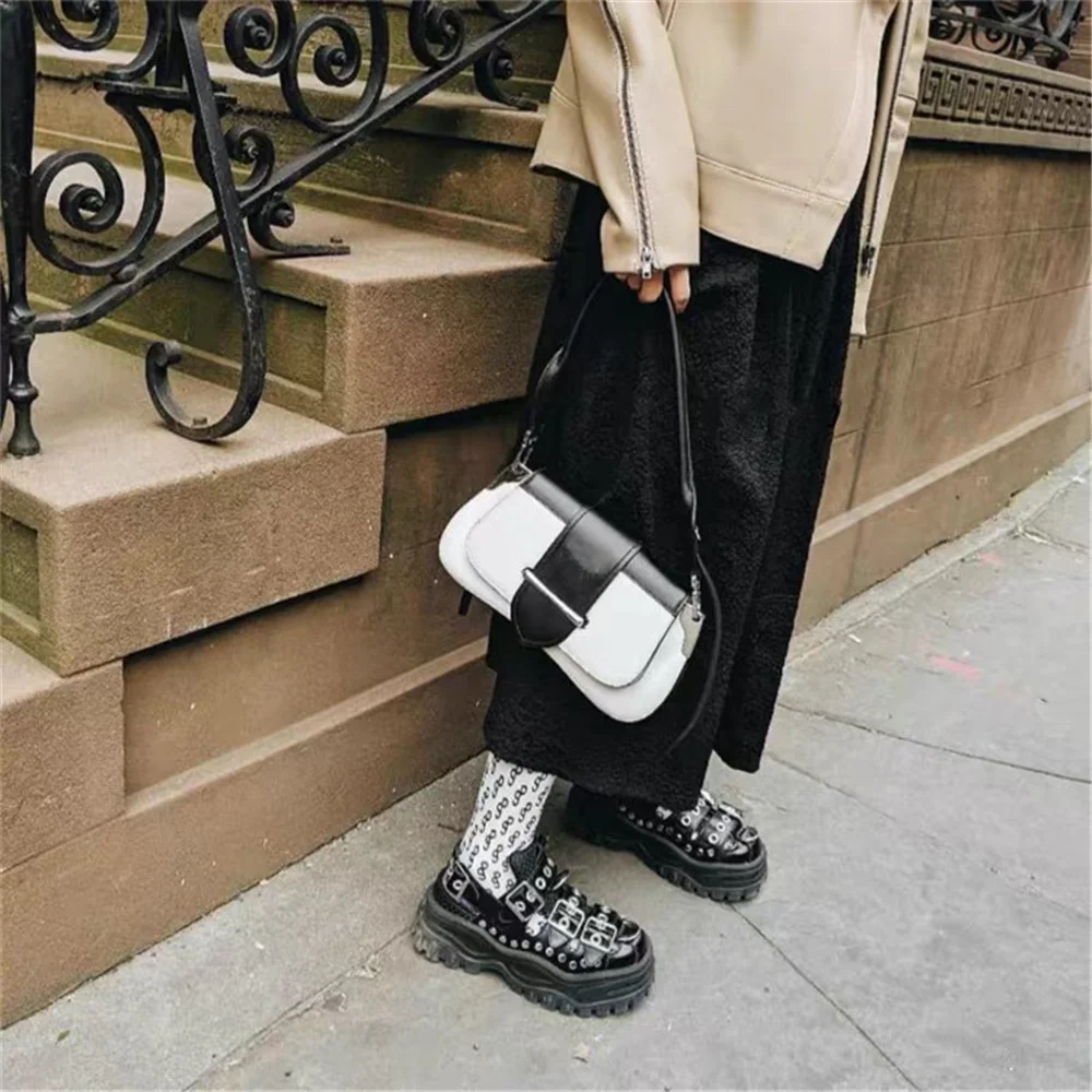 2021 готическая обувь в стиле панк с металлическим локомотивом на толстой подошве