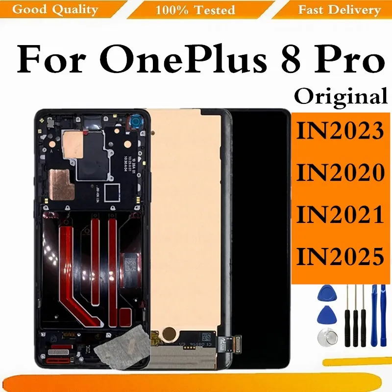 Pantalla LCD Original para OnePlus 8 Pro 1 + 8 Pro, montaje de digitalizador táctil para 1 + 8Pro, pantalla LCD con pieza de repuesto de Marco