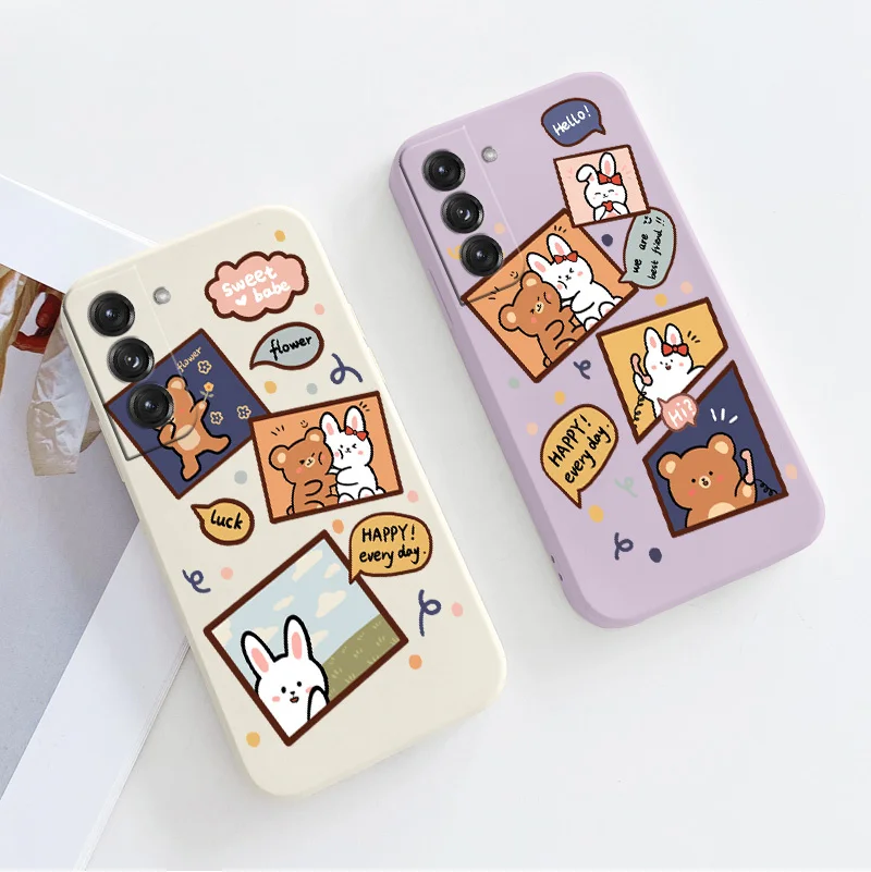 

Love Rabbit Liquid Silicone Case For Samsung Galaxy S21 S20 FE S10 S9 Ultra Plus S10e Note 20 ultra 10 9 Plus Phone Back Cover