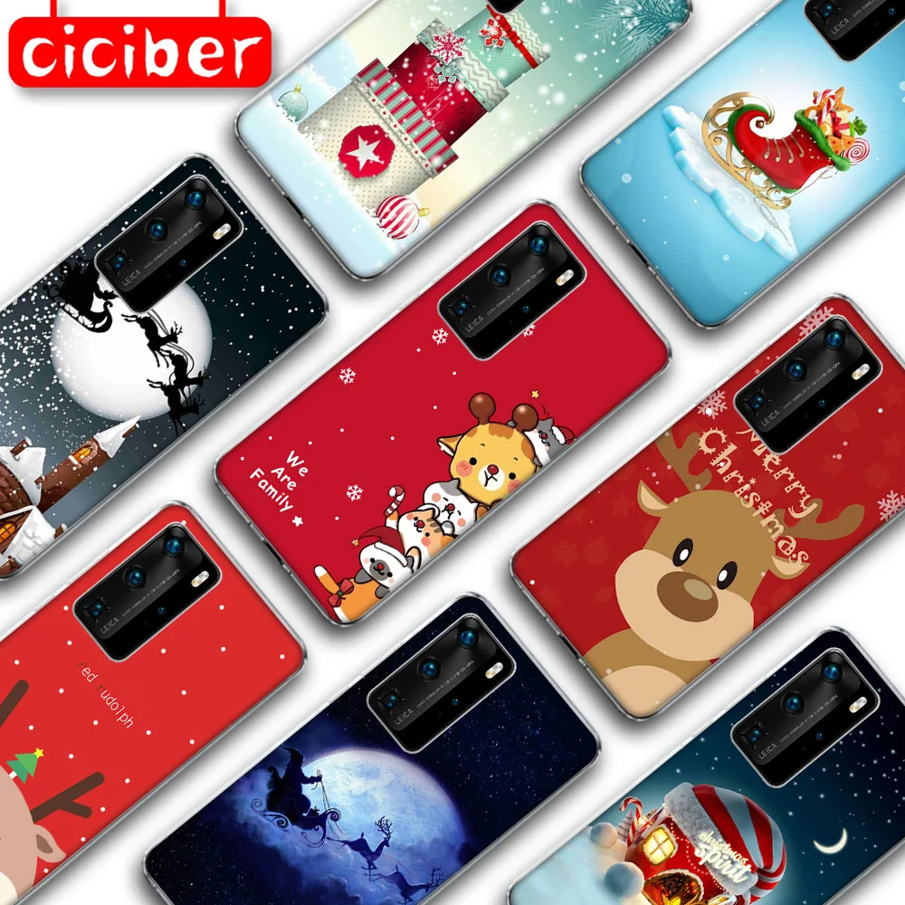 Милый чехол с рождественским оленем для Huawei P40 P30 P20 P10 Mate 30 20 Honor 10 Lite Pro Nova 4 3 6se P Smart