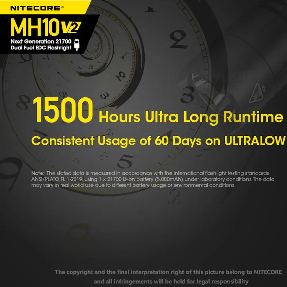 Светодиодный фонарик NITECORE MH10 V2 1200 люмен CREE XP-L2 V6 тактический 4000 мА · ч аккумулятор