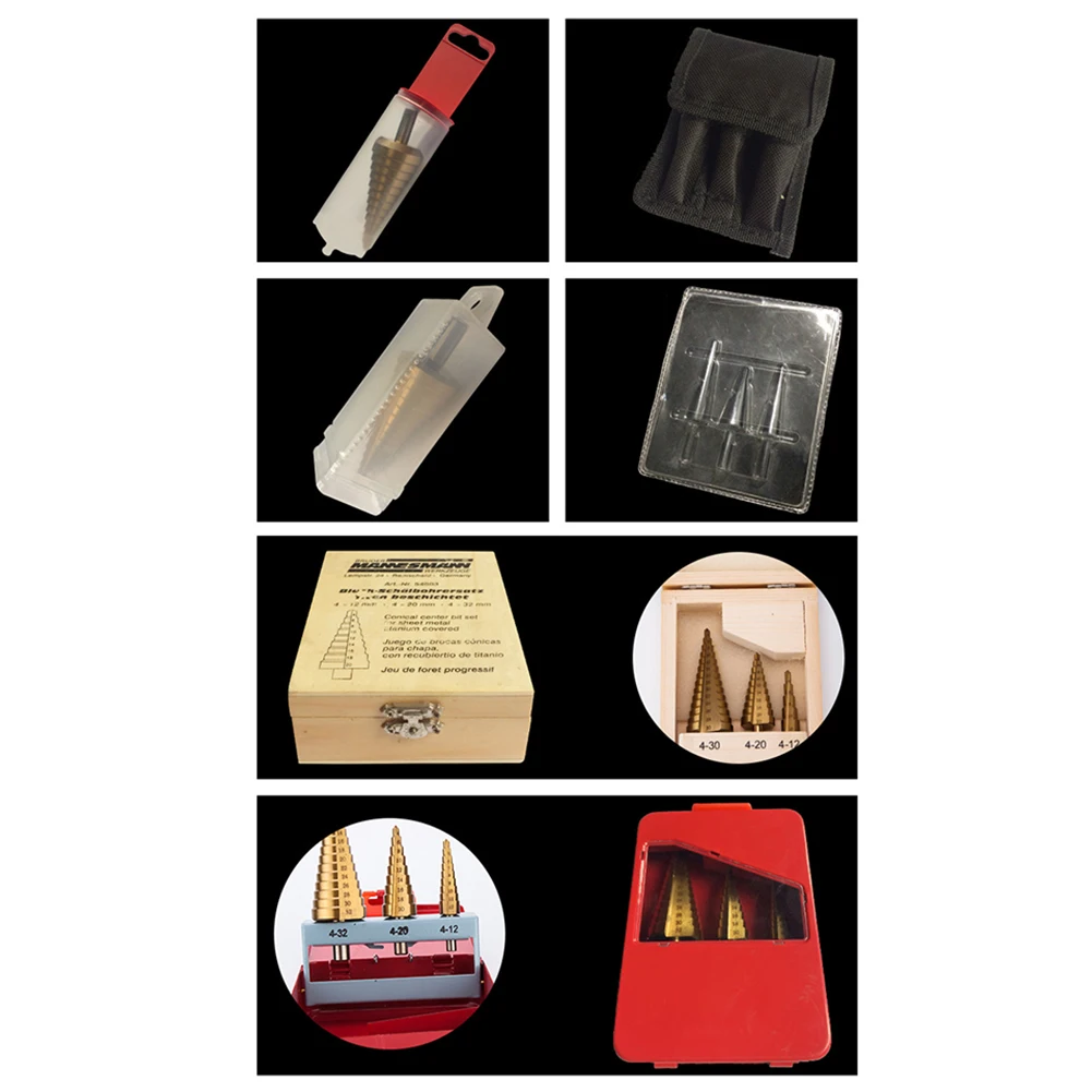 

4-39mm High Speed Steel Round Handle Straight Groove Pagoda Drill Titanium-Plated Step Drill Tools Accessories