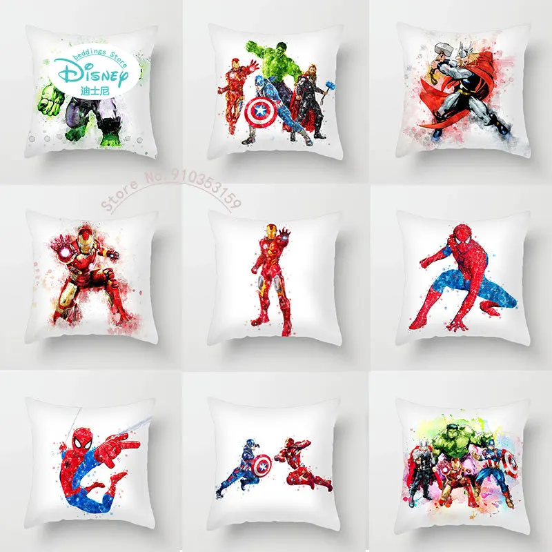 

Disney с героями «Marvel» AvengersCaptain Железный человек Подушка Чехол на автомобильное диван наволочки для диванных подушек Чехлы 45x45cm