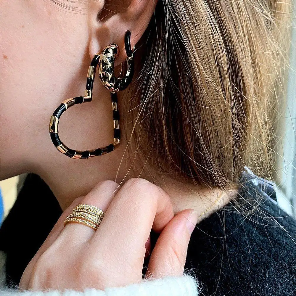 Новые богемные металлические серьги обруча сердца для женщин многоцветные Полые