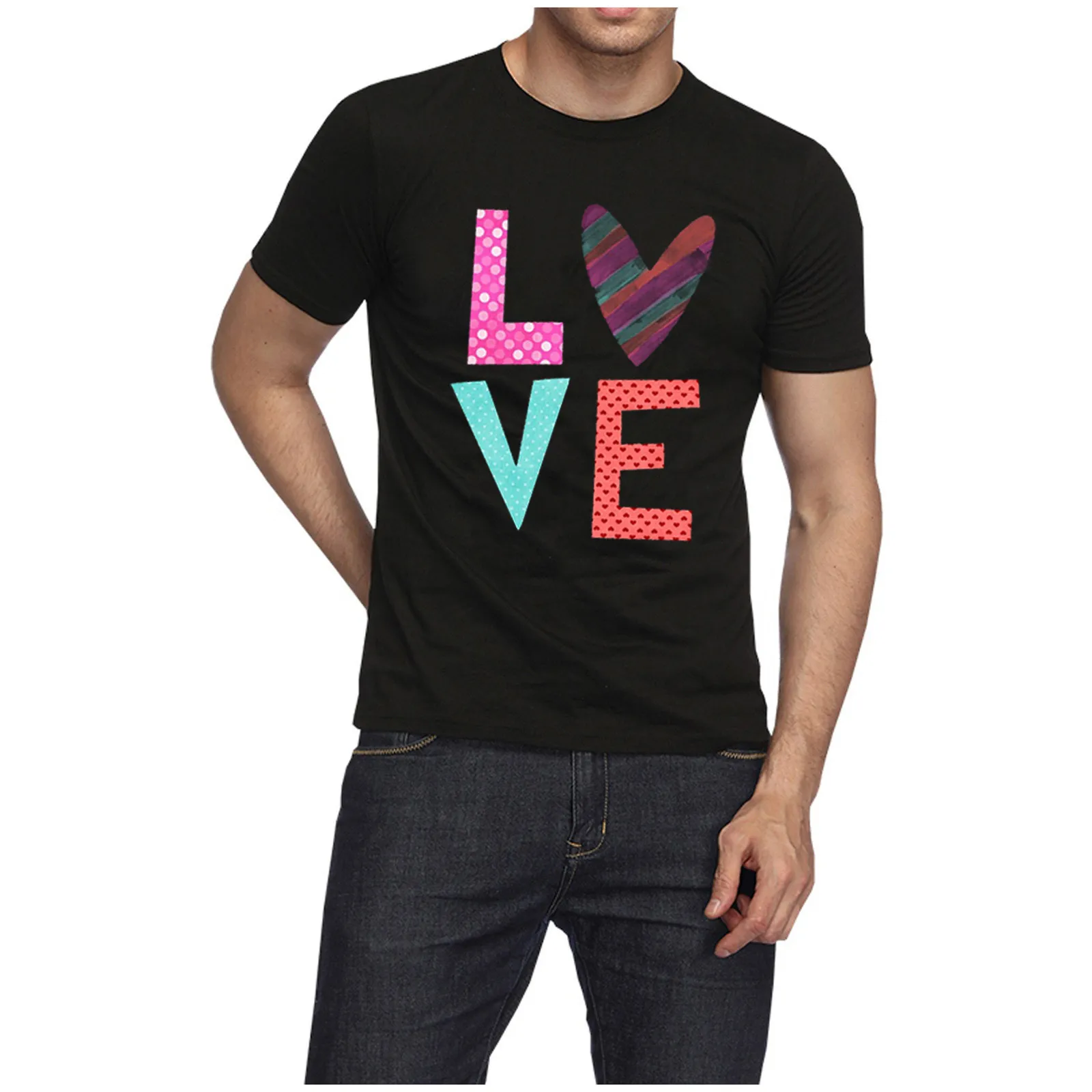 

King Queen Couples T Shirt Colourful Love Print Couple Tshirt Summer Fashion Woman T-shirt Casual O-Neck Tops Lovers Tee Shirt