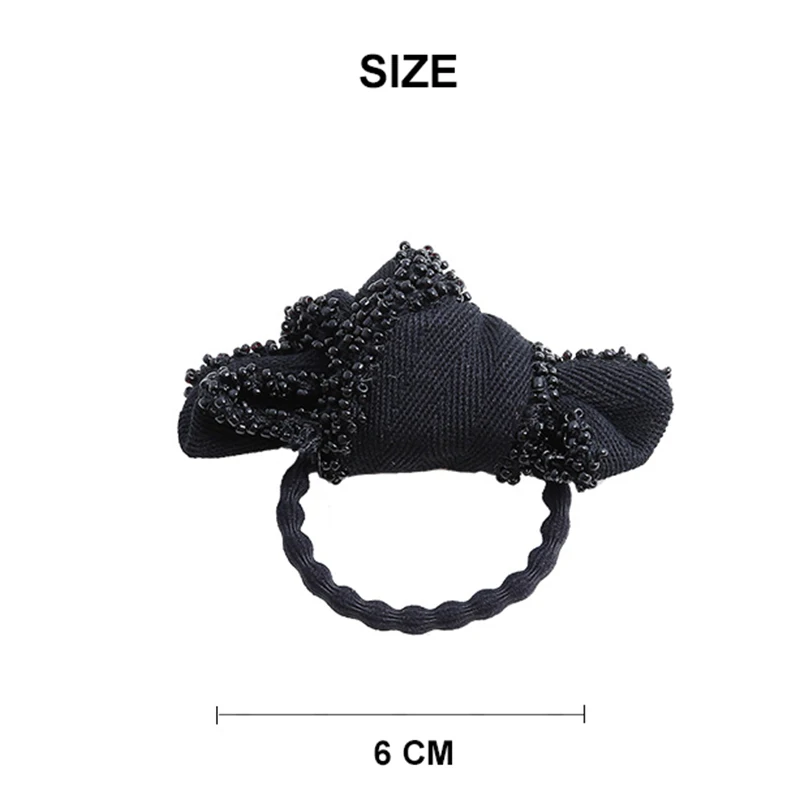 

[Xwen] New Girls Pearls Bow Headband Black White Headdress Elastic Rubber Bands Hairband Fashion Hair Accessories OH2251