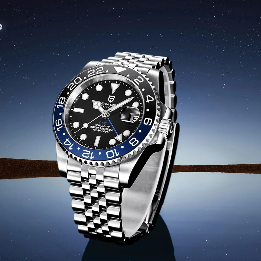 PAGANI DESIGN Men Mechanical Wristwatches Luxury Ceramic Bezel GMT Watches Sapphire Glass Automatic Watch fro Men Montre Homme