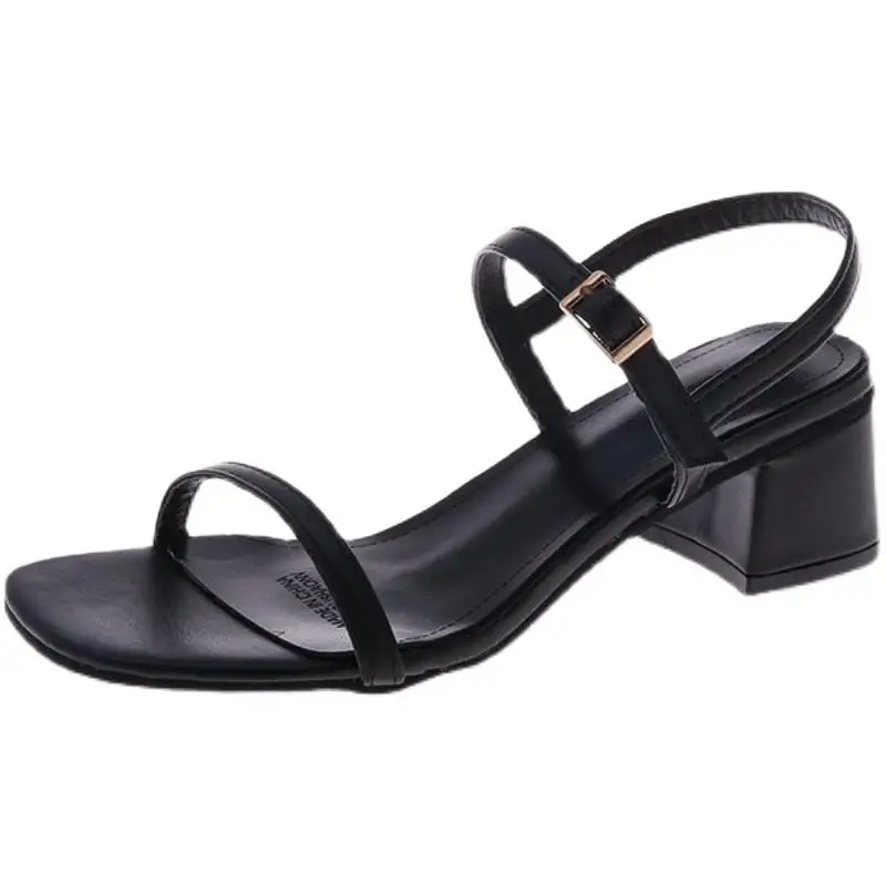 

Roman Sandals Comfort Shoes for Women Suit Female Beige Med Summer Heels All-Match Buckle Strap Gladiator Black Medium Girls Fas