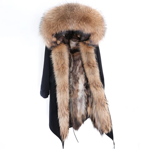 Maomaokong 2021, chaqueta de зима Real de moda, натуральная кожа, cuello de Кожаная кожа real, длинный suelto