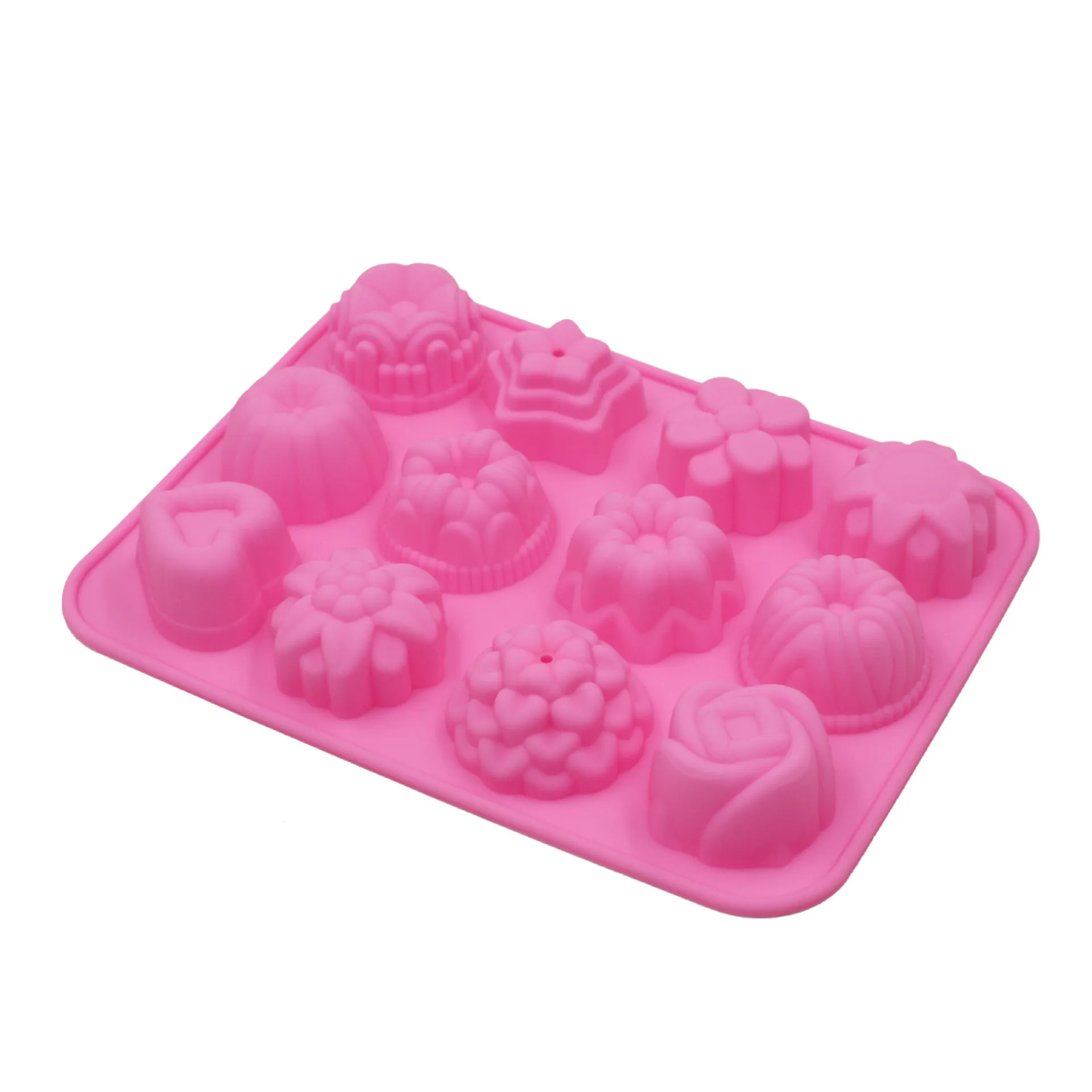 12-полость цветы острые силиконовые формы для торта мини торт шоколадные