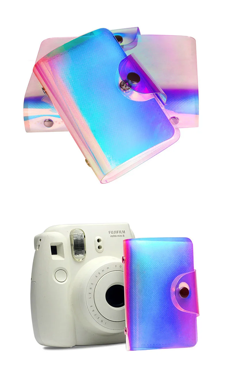 20 карманов 3 дюймов Instax маленький фотоальбом голографический для Fujifilm Instax Mini 9 8 7s 90 70 25 камера пленка имя держатель карты