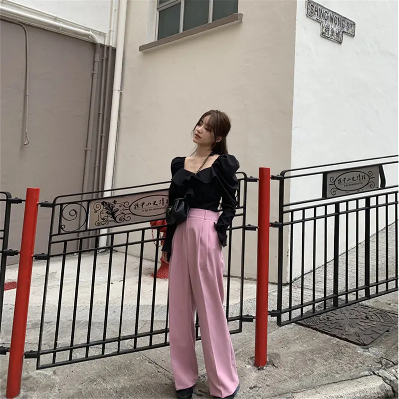 Женские повседневные Простые прямые брюки Alien Kitty шикарные однотонные полной