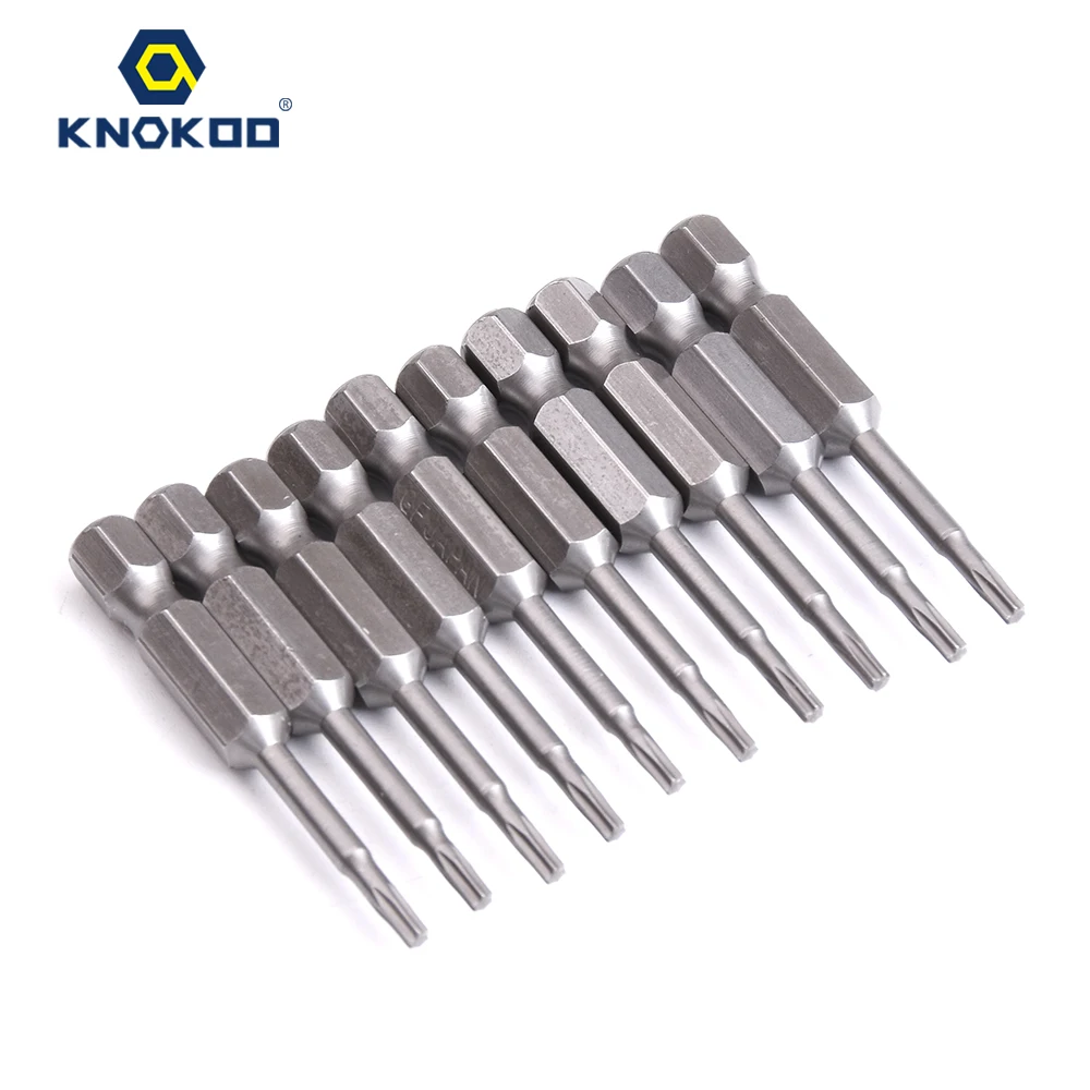 KNOKOO, 10 шт./лот, S1/4, отвертка, сверло, 50 мм, длина, отвертка, биты, шестигранные, 6,35, хвостовик, магнитная головка TORX, отвертка, биты