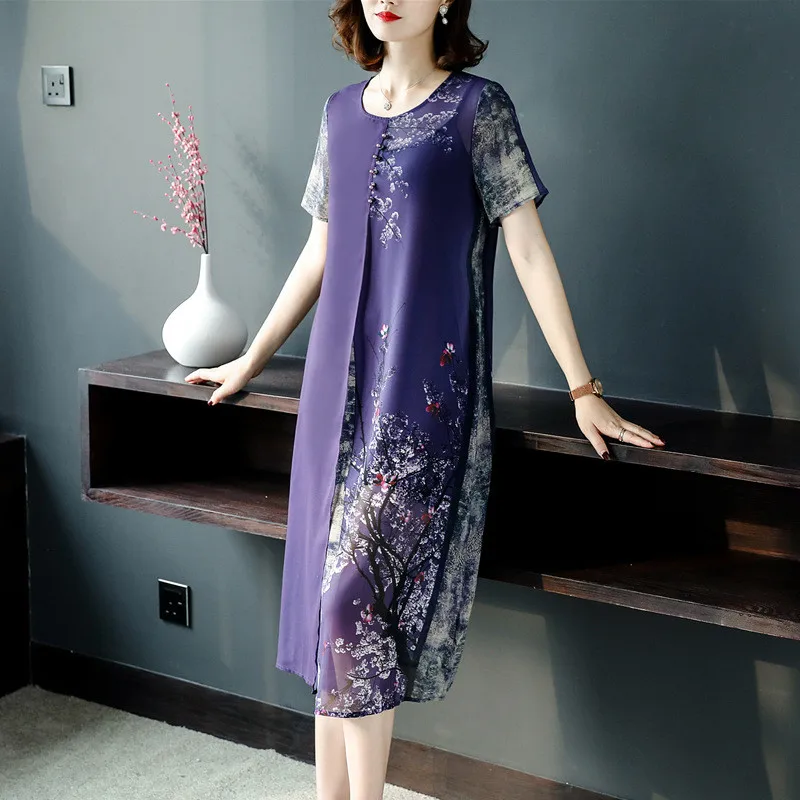 2020 новое летнее платье для женщин длинное из искусственного шелка с короткими