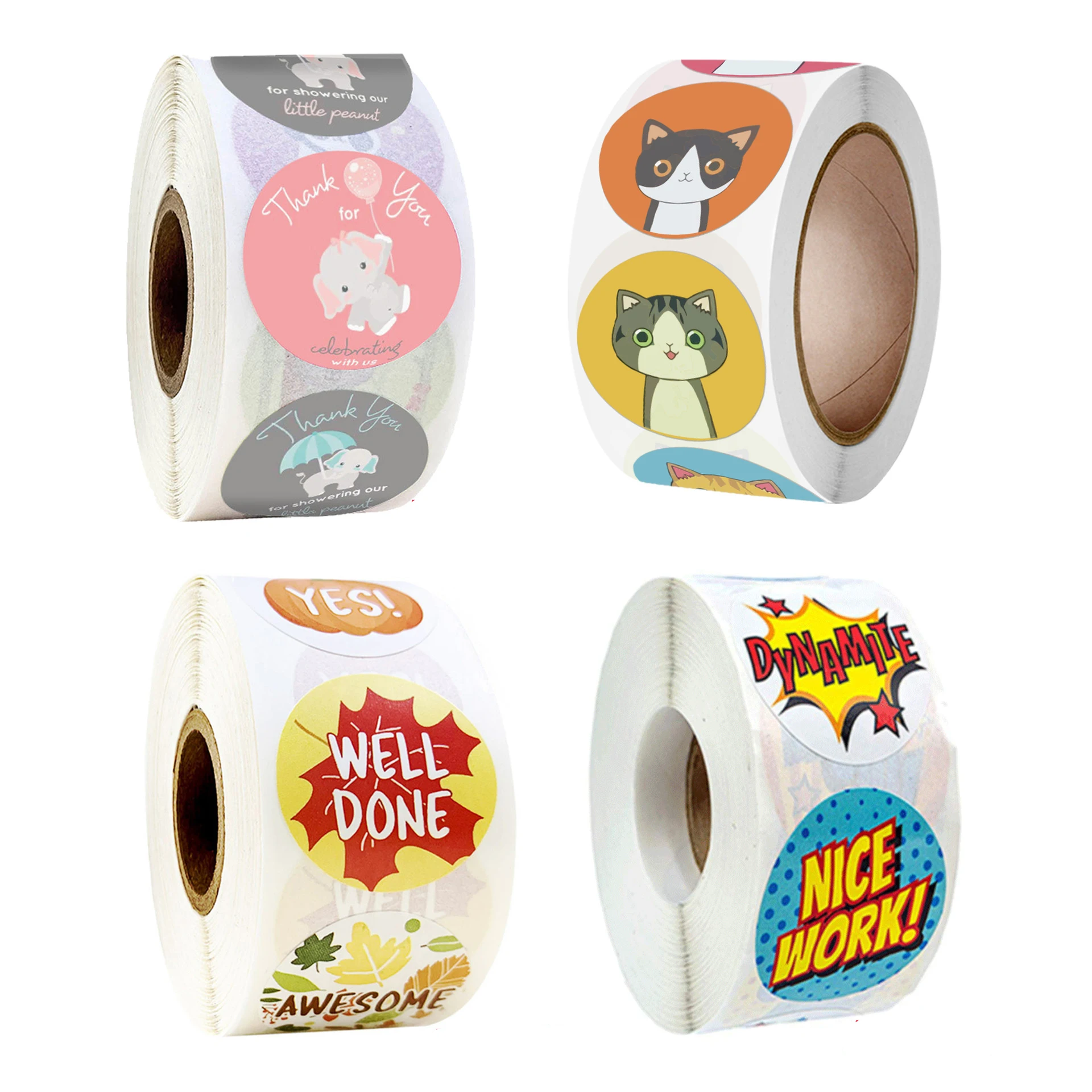 

500 шт./рулон круглый награда Стикеры s с узором в виде листьев, стильная футболка с изображением персонажей видеоигр слова Стикеры для детей ...