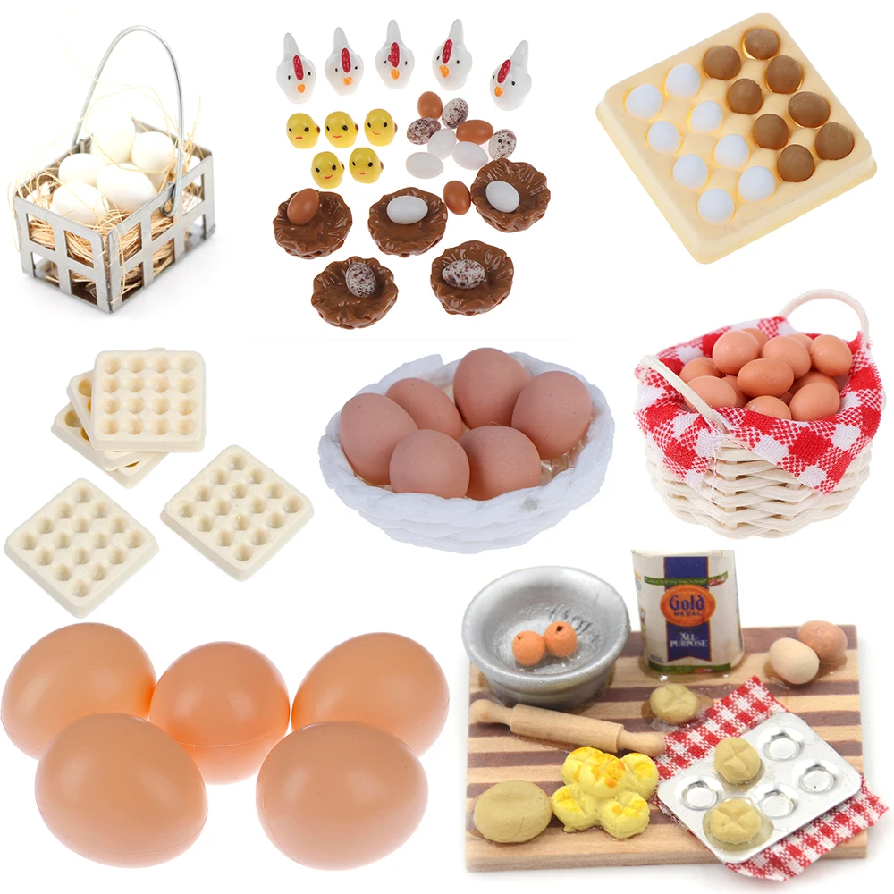 

Мини кухонная корзина для яиц, лотки для яйца для кукольного домика, кулинарная игра, еда, игрушки 1:12, Миниатюрные аксессуары для кукольного ...