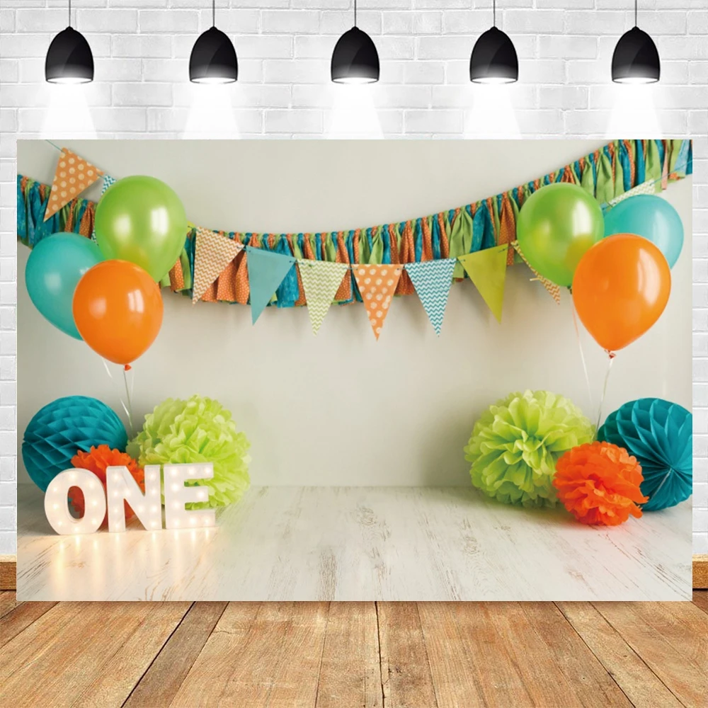 

Baby Room Balloon Wood Board Floor Boy Girl 1st Birthday Backdrop Vinyl Photography Background Photophone Photocall Poster Prop