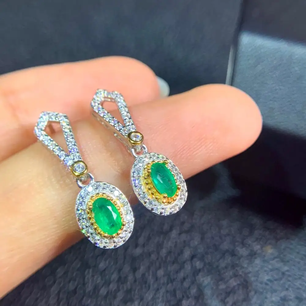 

SHILOVEM 925 sterling silver Natural Emerald classic fine Jewelry Customizable women wedding gift wholesale new de03050agml
