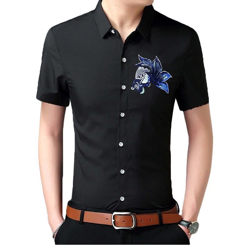 2020 мужская одежда новая летняя рубашка с коротким рукавом Повседневная Тонкая 3D