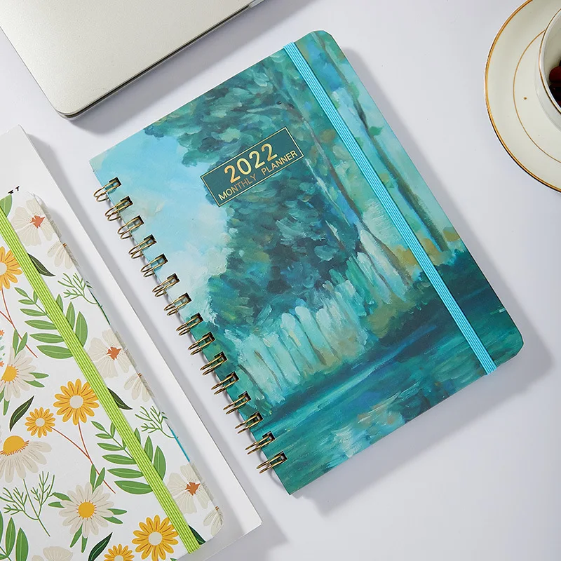 

MINKYS New Arrival 100 Sheets Double Coil 2022 A5 Monthly Planner Notebook Agenda Gift School Stationery