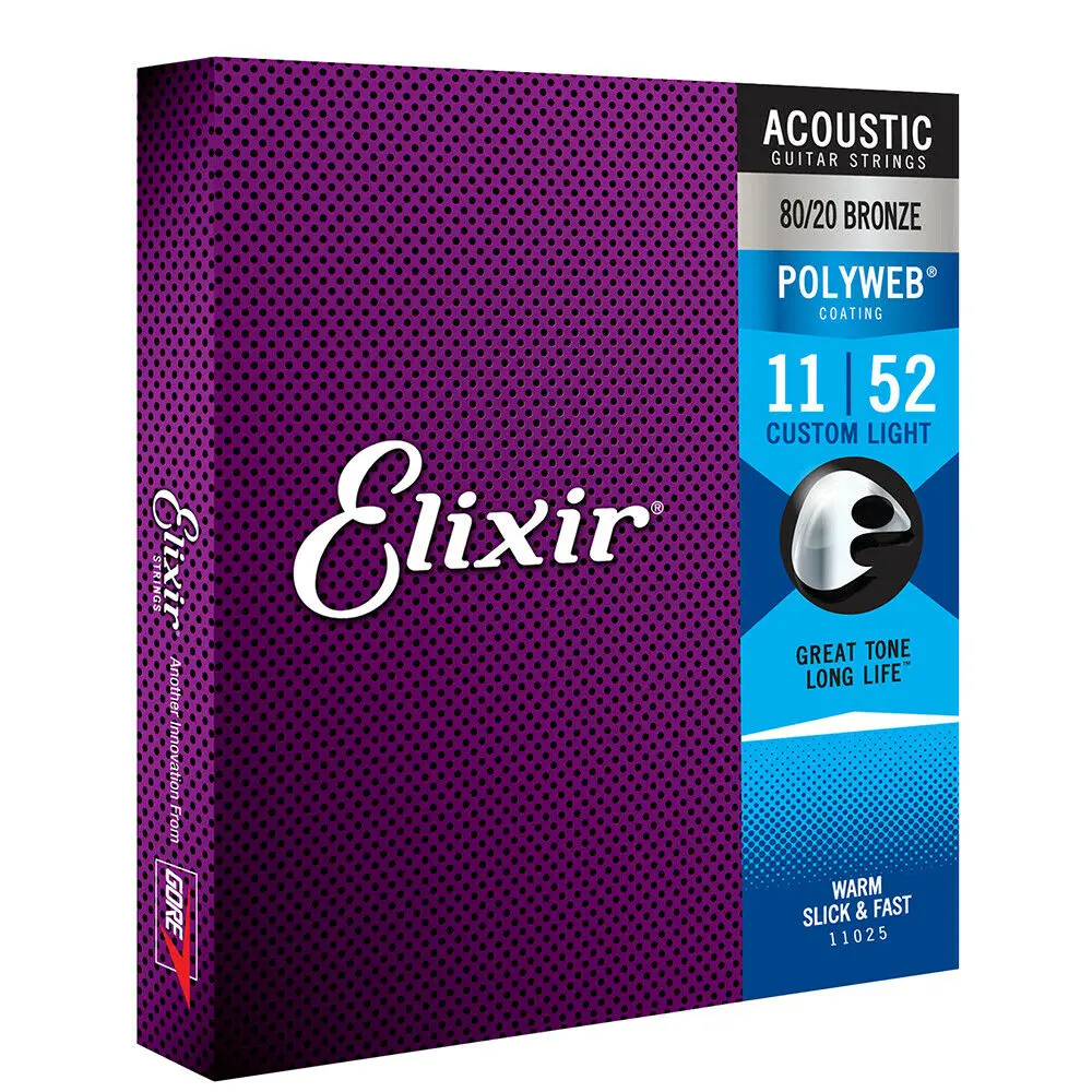 Elixir Nanoweb Polyweb Coating 80/20 бронзовые струны из нержавеющей стали для акустической