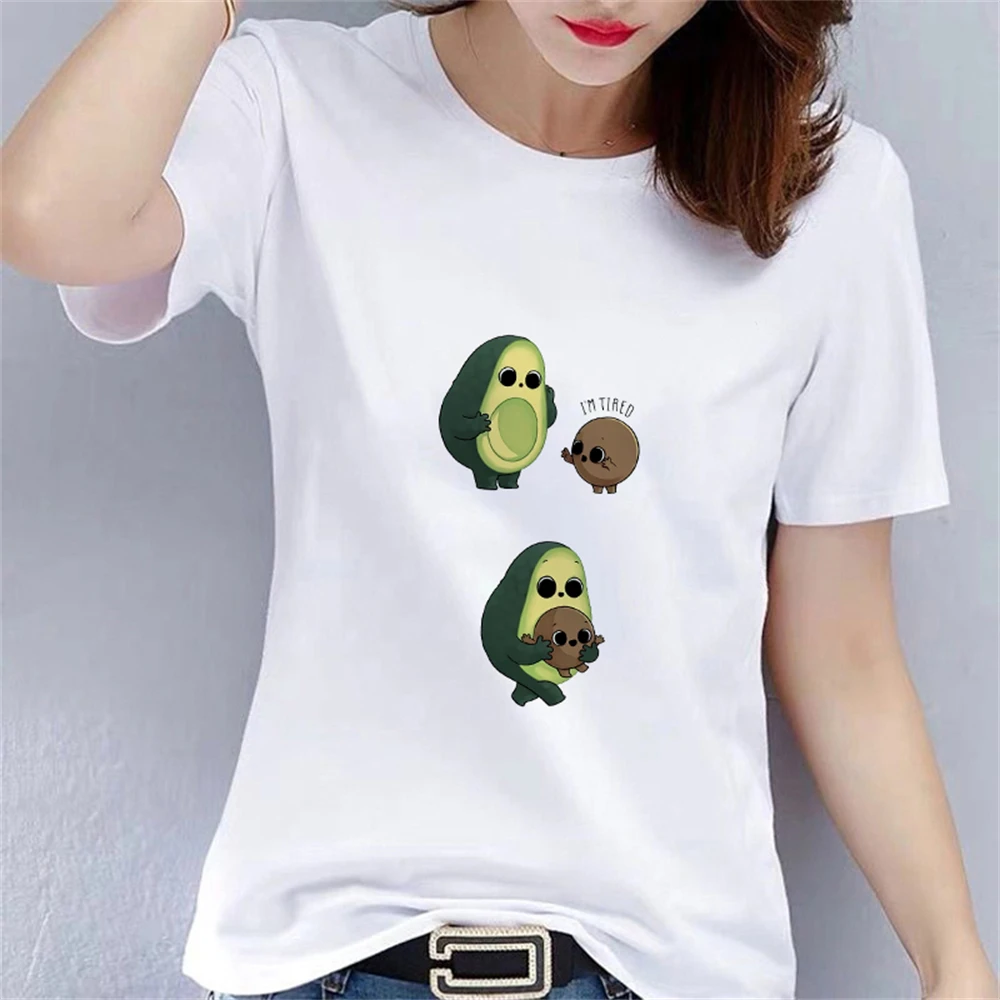 

New Products Funny Painted Avocado Series Women T-shirts Lightweight Comfort Cartoon Female Teeshirts Summer Top Gifts For Girl