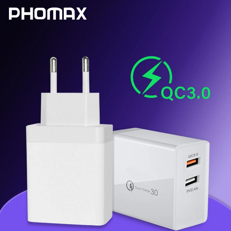 PHOMAX Зарядное устройство USB 3 0 240 в быстрое зарядное для телефона iPhone X xs 8 7 iPad samsung