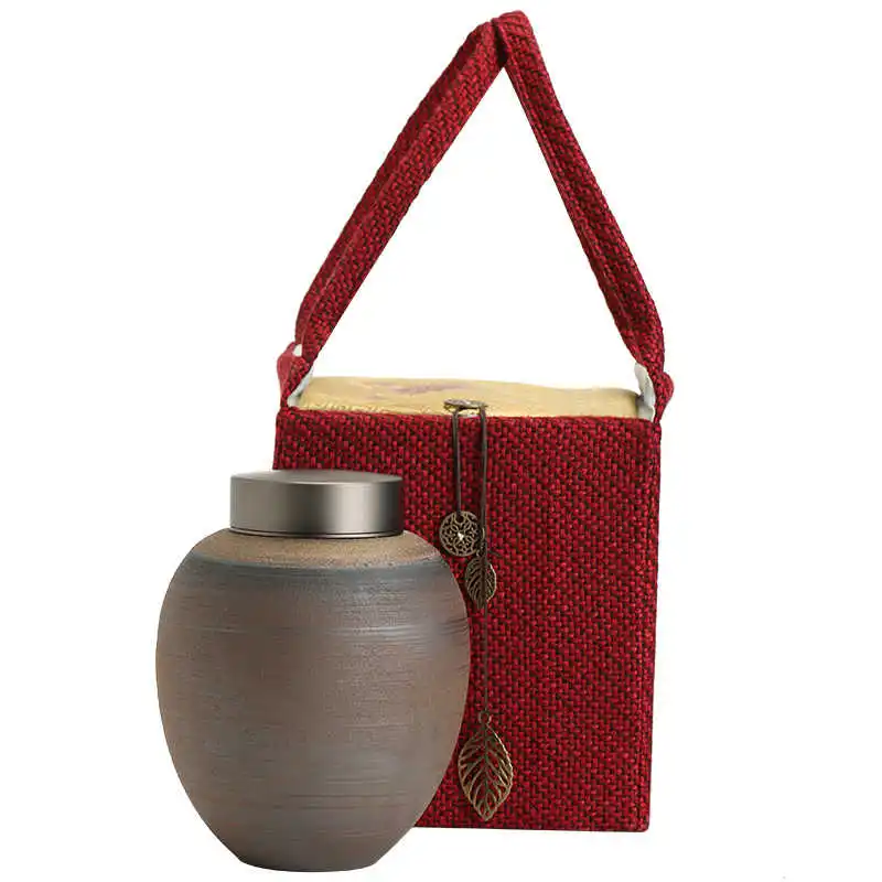 

Japanese Style Ceramic Gilt Tea Jar Retro Handmade Screw Thread Storage Jars Double Self Priming Sealed Jar