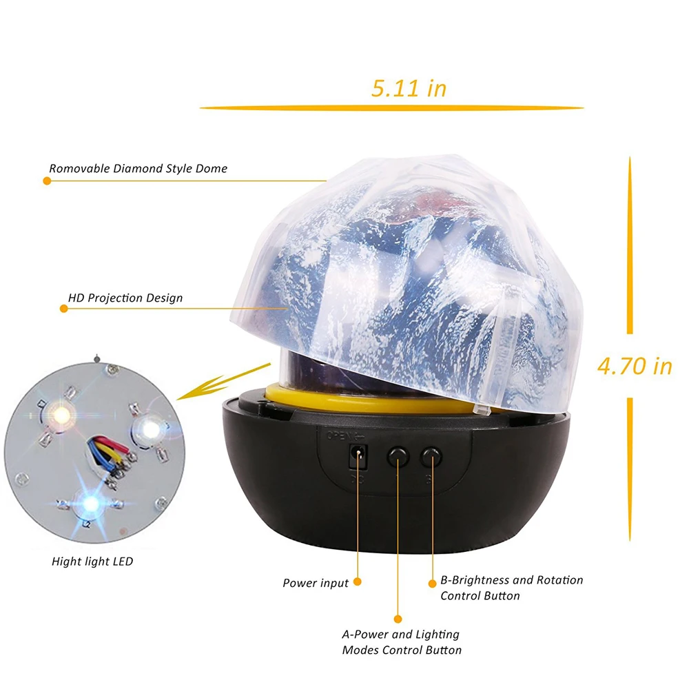 Звездная земля ночные огни романтическая вращающаяся звезда море проекционная