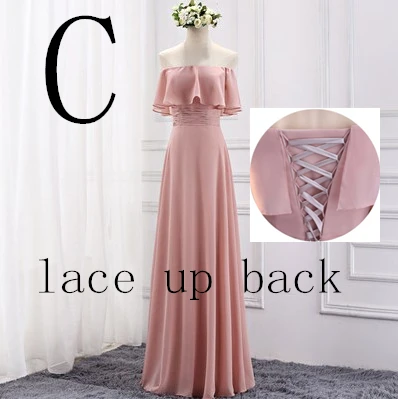 C lace up back Vestidos de festa vestido longo para casamento, новые шифоновые платья для подружек невесты, 10 стилей, большие размеры, недорогие платья для гостей, W4302 - Цвет: C lace up back