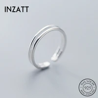 inzatt real 925 sterling silver geometric adjustable ring for fashion women party fine jewelry minimalist classic accessories