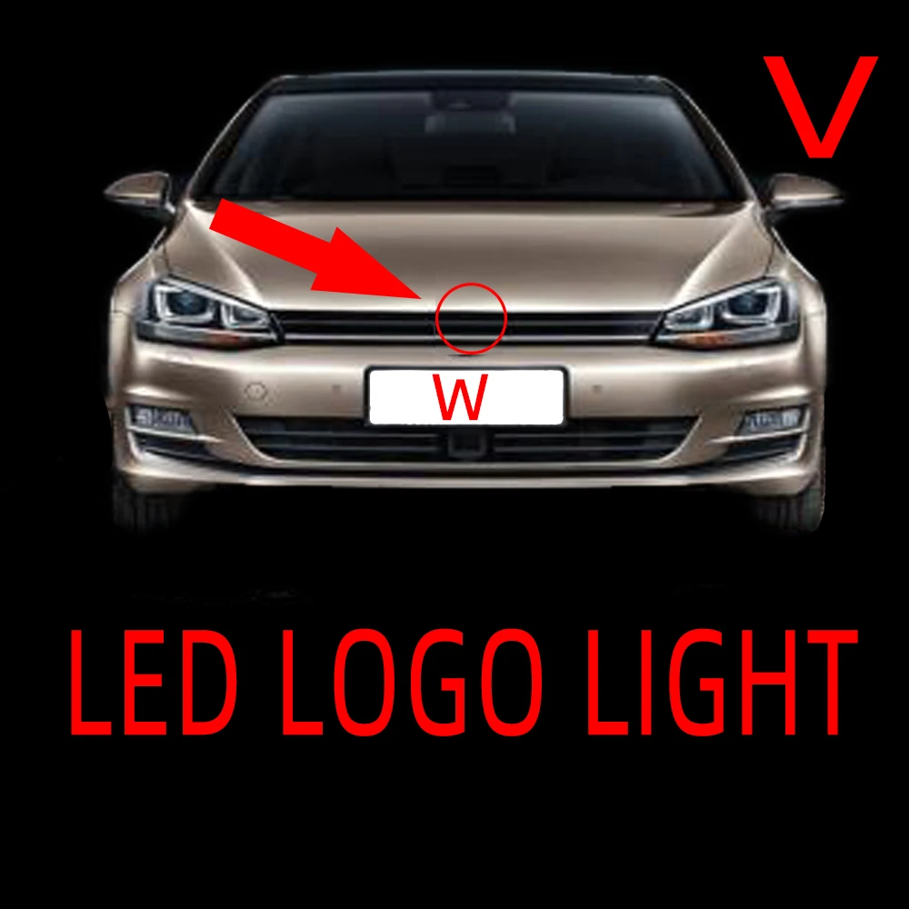 

V 4D Volks Front Rear Automobile LED Emblem Light Car Badge Logo Lamp Daylighting DRL Secure Bulb Marker Symbol GOLF CC W Wagen