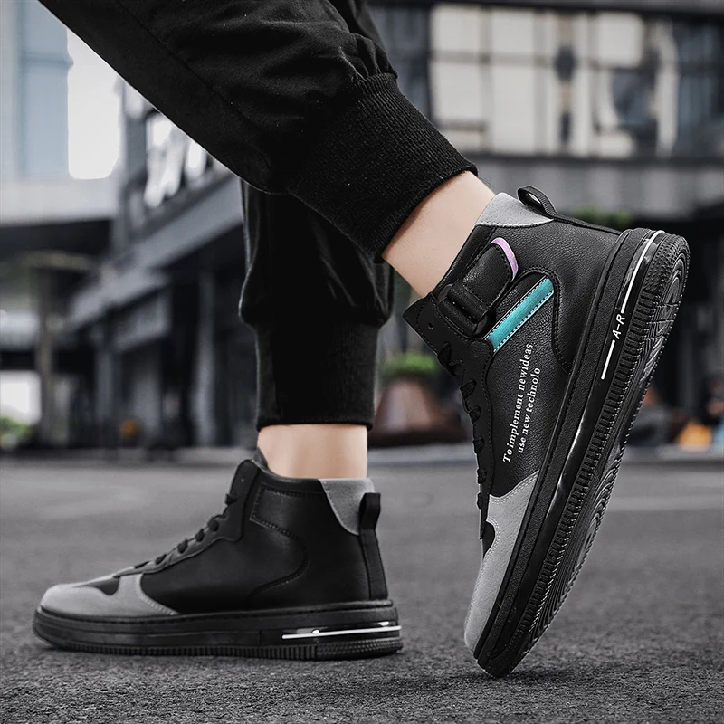 Высокие Спортивные Повседневные туфли для скейтборда модная мужская