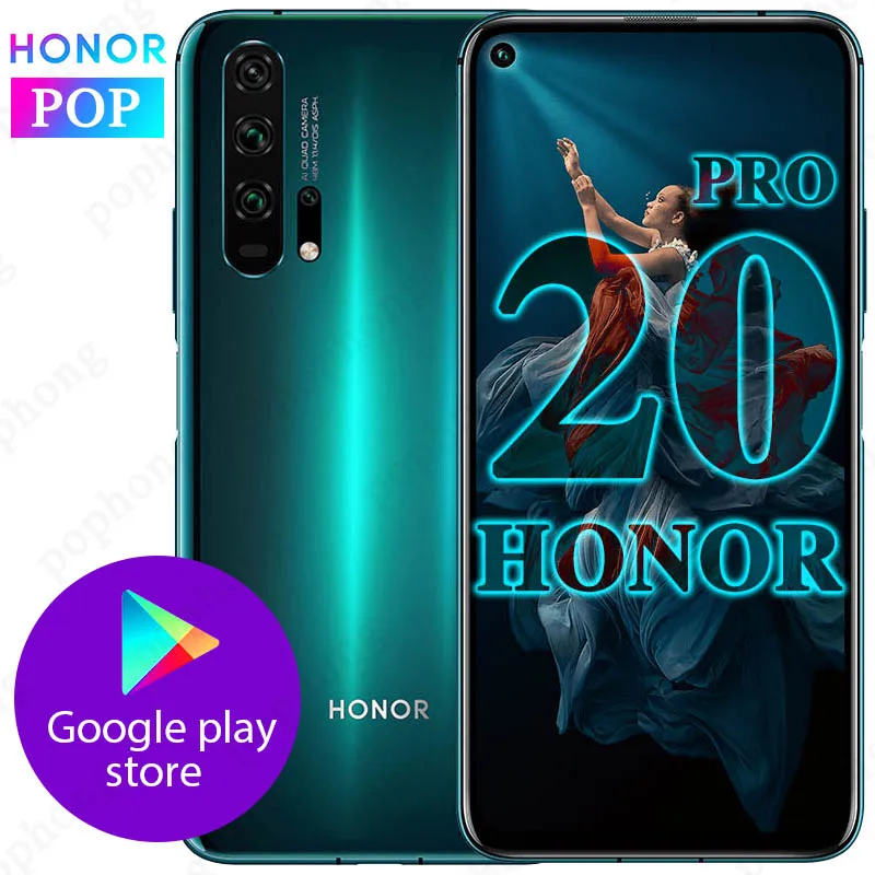Смартфон HONOR 20 Pro, 6,26 '', 8 ГБ, 128 ГБ, четыре ядра, 4000 мАч, 32 МП камера, Android 9,0, Поддержка NFC, Google play, GPU Turbo3.0