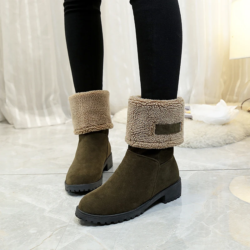 B.I.M. 2 стиля; Botas femininas; зимние ботинки; сезон осень-зима; Короткие Плюшевые Теплые женские ботинки на квадратном каблуке; mujer; большие размеры 35-40; T173