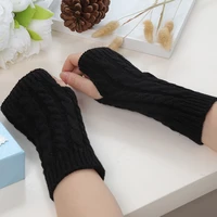 winter new ladies gloves half finger fingerless hand warmers fashion knitted outdoor windproof long sleeved arm sleeves