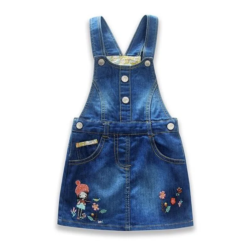 Джинсовый сарафан для девочек с серебристой вышивкой Повседневный Сарафан 2017 |