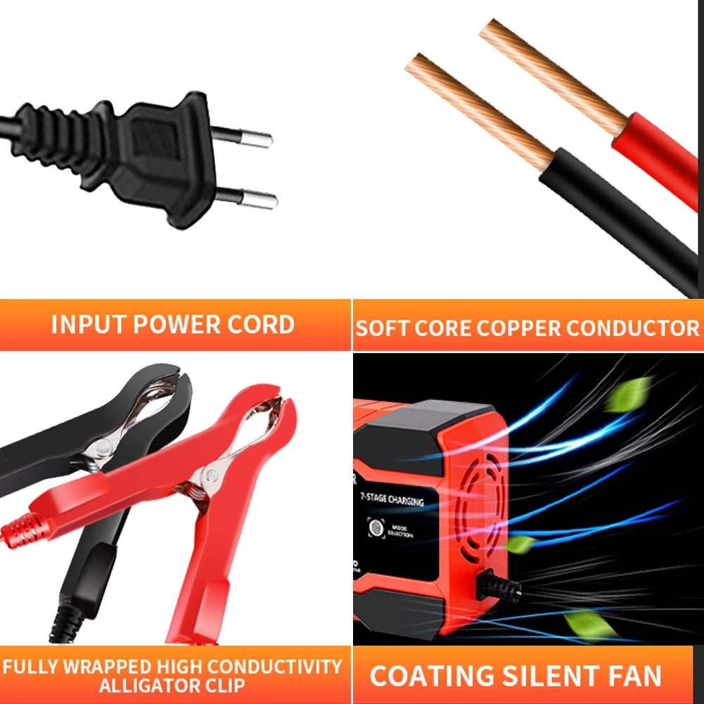 Автомобильное зарядное устройство 12 в 10 А 24 В 5 полностью автоматическое умное