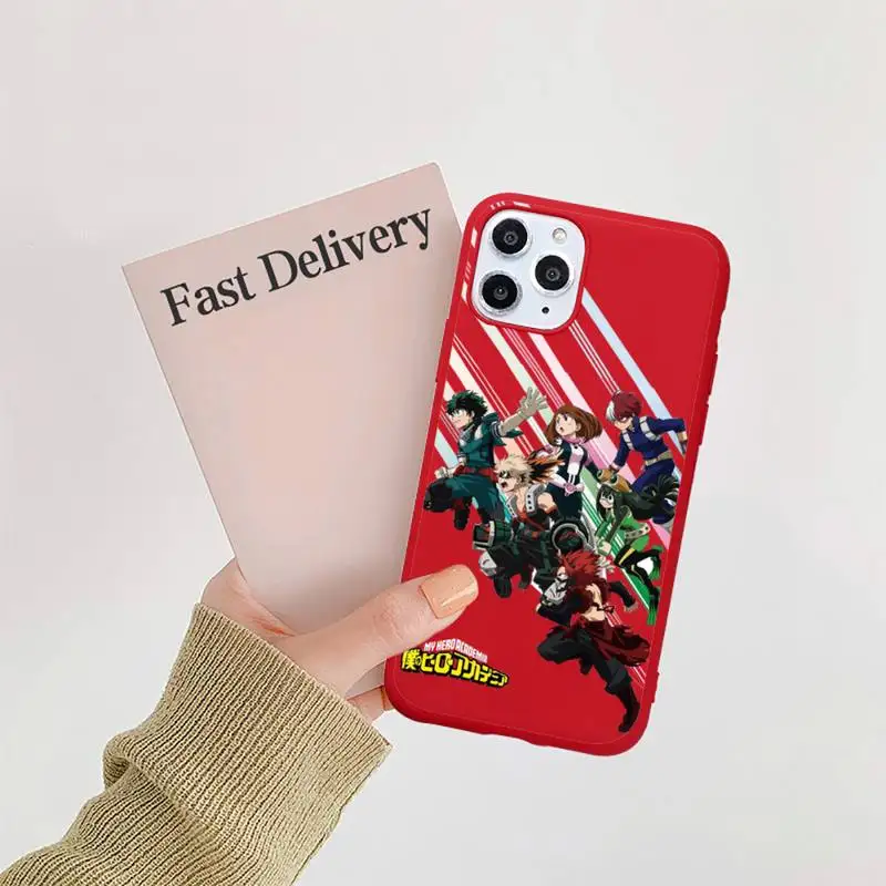

Anime My Hero Academia Phone Case Red Candy Color for iPhone 11 12 mini pro XS MAX 8 7 6 6S Plus X SE 2020 XR