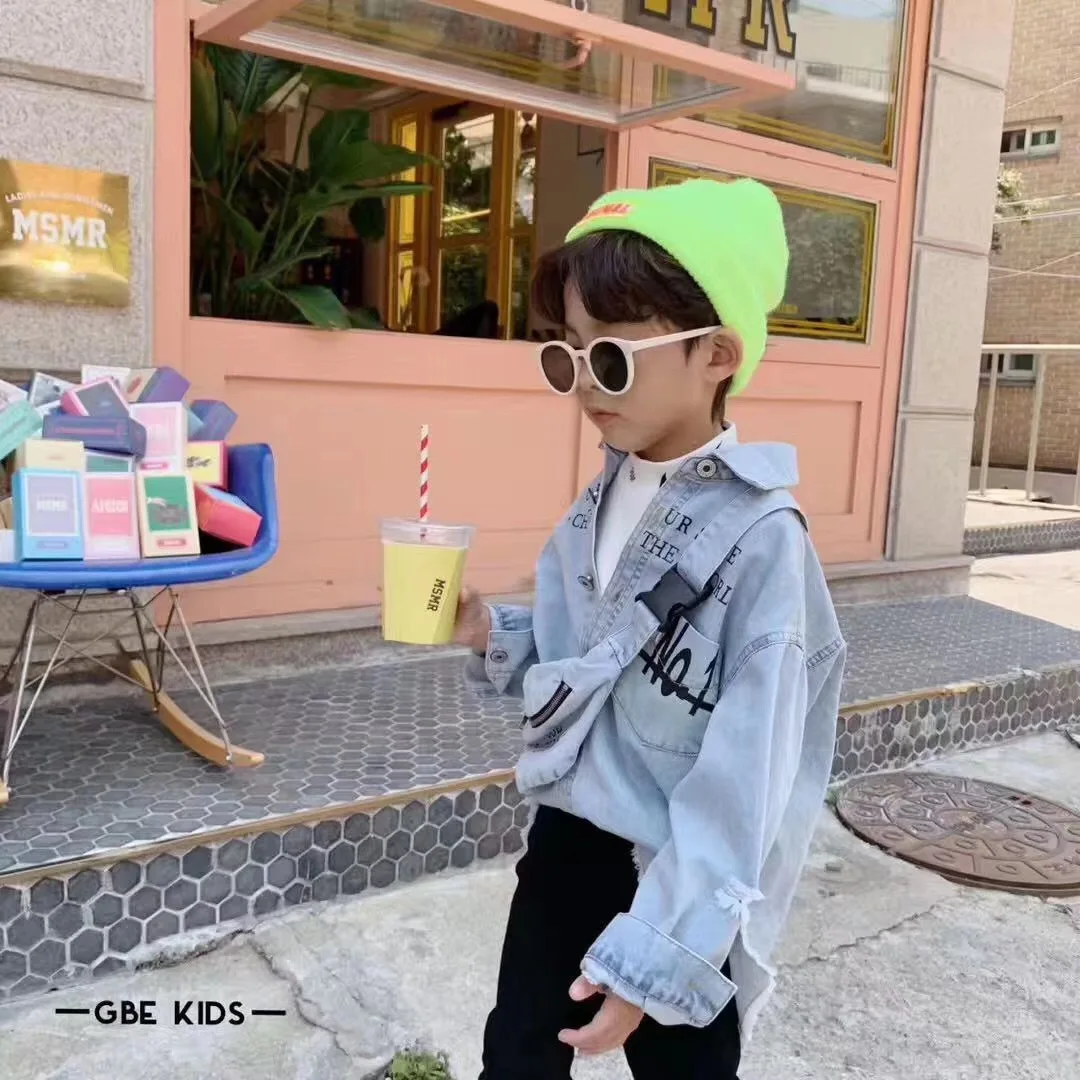 Детская одежда Новинка Весна 2020 Мужская и женская джинсовая рубашка в зарубежном