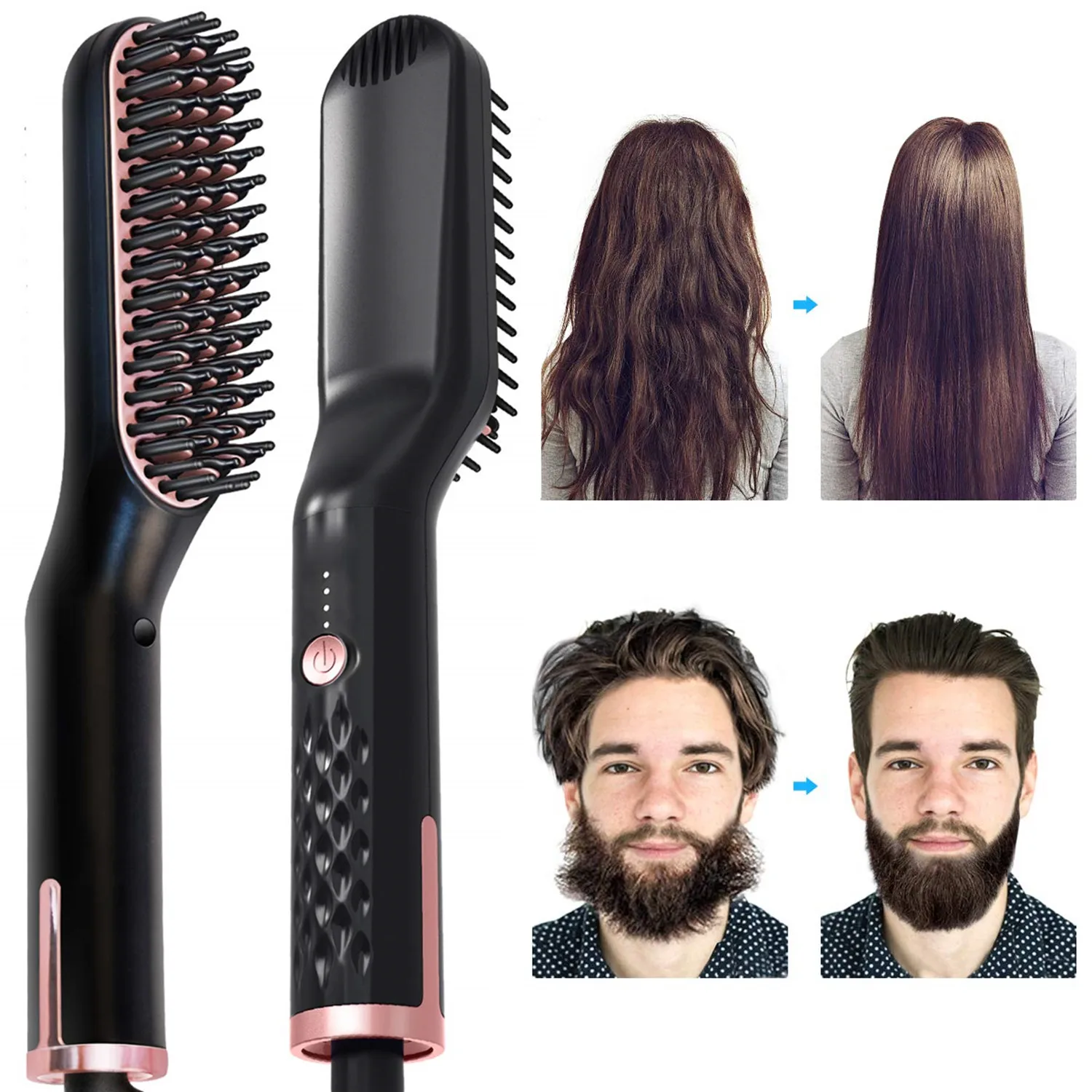 

Ceramic Hair Straightener Flat Irons Straightening Brush Beard Straightener Hot Heating Comb Anti-Scalding Men Beard Straightene