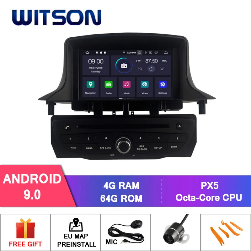 WITSON Android 9,0 Восьмиядерный(Восьмиядерный) 4G ram 64G rom автомобильный dvd-плеер gps для RENAULT Megane III 2009-2011 автомобильный аудио gps радио