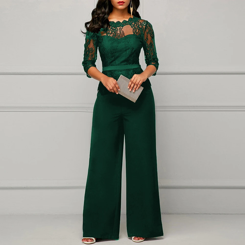 Сексуальный элегантный женский кружевной топ с рукавом 3/4 широкие леггинсы