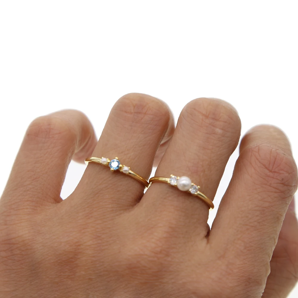 Новые модные цвета золота блестящие фианиты Золотое кольцо на палец из чистого