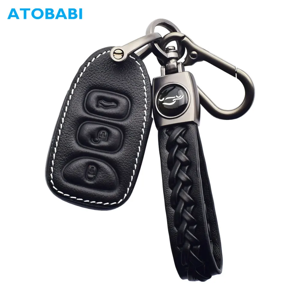 

Leather Car Key Cases Smart Remote Control Protect Cover For Kia Forte Soul Optima Carens Spectra Sorento Hyundai Elantra Sonata