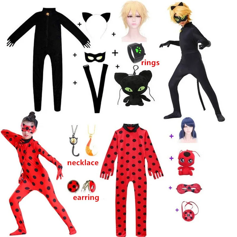 Детский комбинезон с черной кошкой для косплея Карнавальная маска кольцами