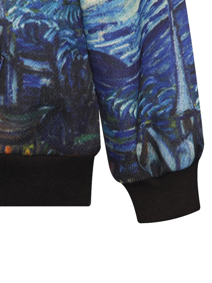 

Clearance Sales Women Hoodie Loose Print Pullover Pocket Mid-Length Long Sleeve Autumn Winter Casual Tops