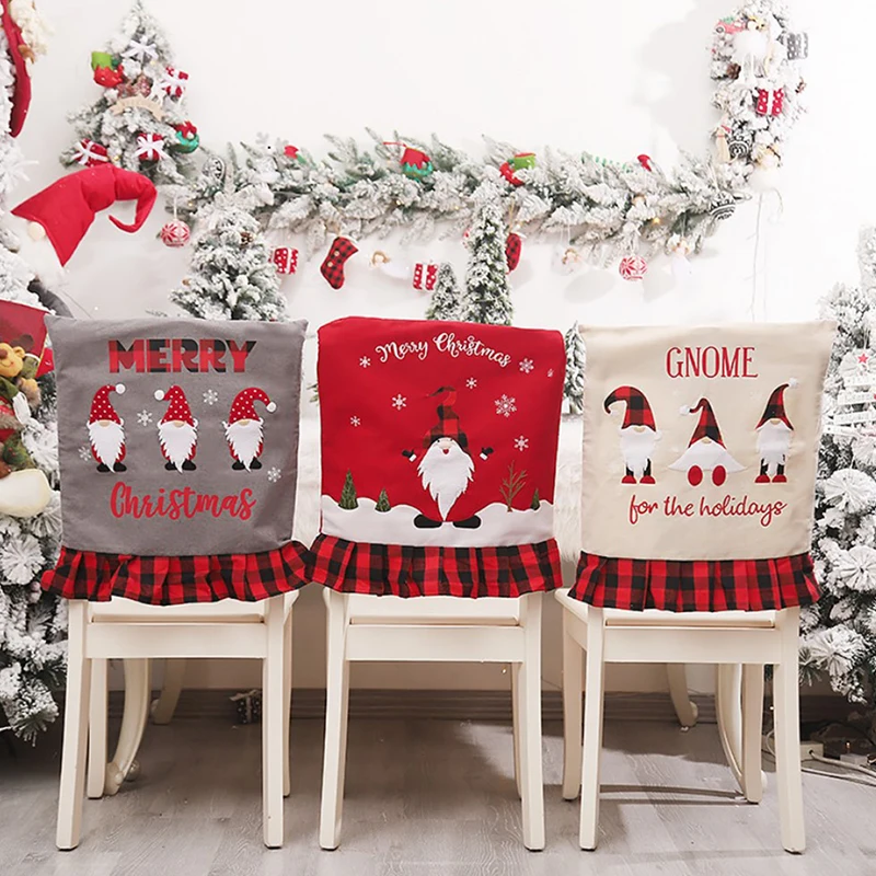 

Рождественский чехол на стул, рождественский подарок, наряд для дома, чехол на стул с дедом морозом 2022