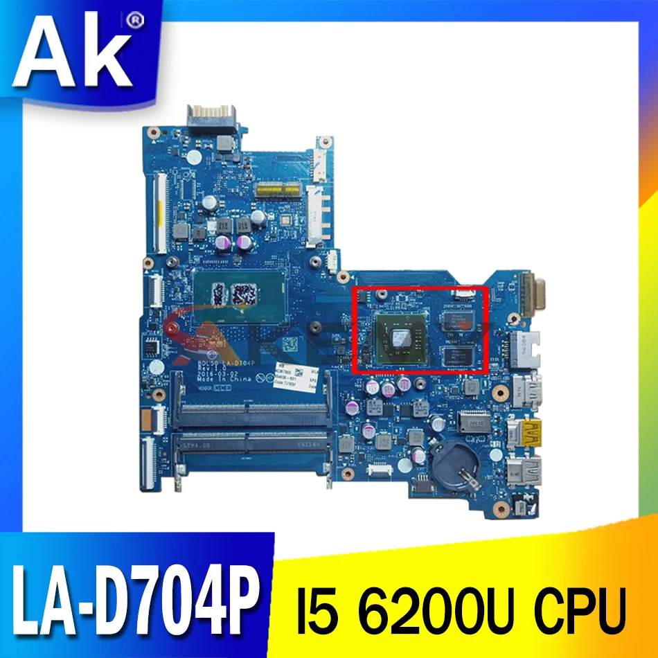 

BDL50 LA-D704P for HP 15-AY 15-AC 250 G5 Laptop motherboard CPU i5 6200U DDR4 100% test work 858580-601 854936-601
