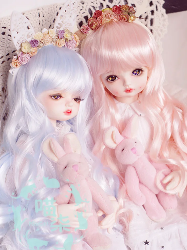 

Парик для куклы BJD, имитация мохера, синий, розовый, длинные волосы в рулоне, парики для кукол 1/3, 1/4, 1/6, 1/8, BJD, SD, DD, MSD, MDD, аксессуары для кукол YOSD